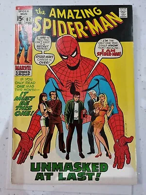 Buy Amazing Spider-man # 87 / 1970 Fine / Unmasked At Last Last Romita Cover • 60£