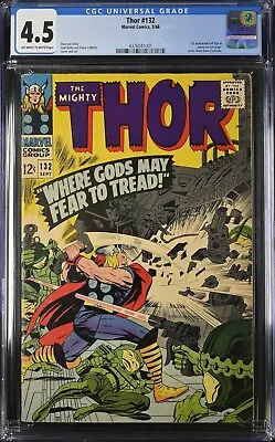 Buy Thor #132, Marvel (1966) CGC 4.5 (VG+) - 1st App Ego In Cameo! • 79.02£