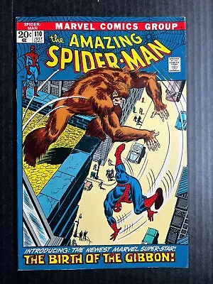 Buy AMAZING SPIDER-MAN #110 July 1972 1st Appearance Gibbon Stan Lee John Romita Sr. • 53.73£