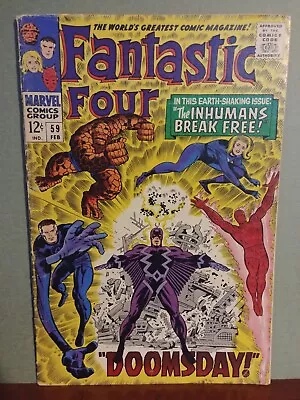 Buy Fantastic Four #59 1967 Silver Surfe,r Doctor Doom, Inhumans - “Doomsday!” 4.5 • 25.58£