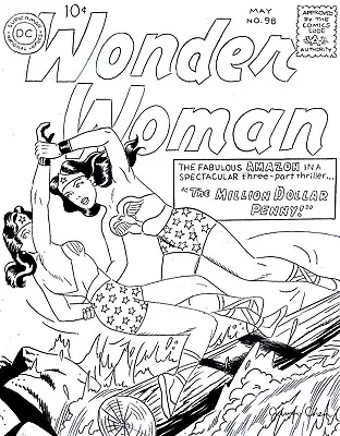 Buy Wonder Woman #98 Cover Recreation 1st Silver Age Wonder Woman Original Comic Art • 26.06£