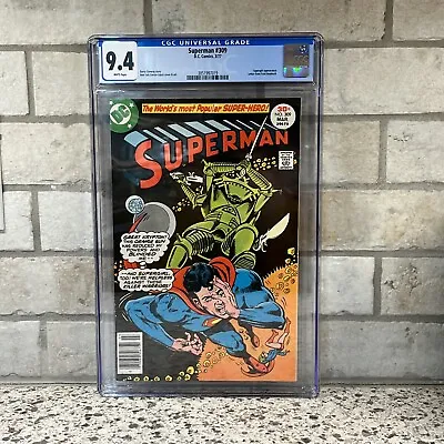 Buy Superman #309 CGC 9.4 White Pages Supergirl App DC Comics 1977 • 90.51£