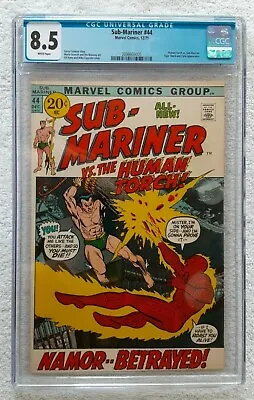 Buy Sub-Mariner #44 (Marvel, 12/71) CGC 8.5 VF+ (Namor Vs. Human Torch) • 157.81£
