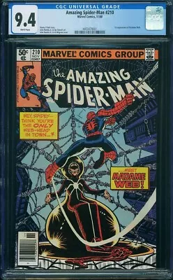 Buy Amazing Spider-Man #210N CGC 9.4 Newsstand 1980 1st App. Madame Web • 211.87£