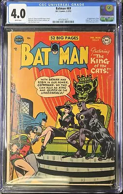 Buy Batman #69 CGC VG 4.0 White Pages Catwoman Cover! DC Comics 1952 • 662.80£