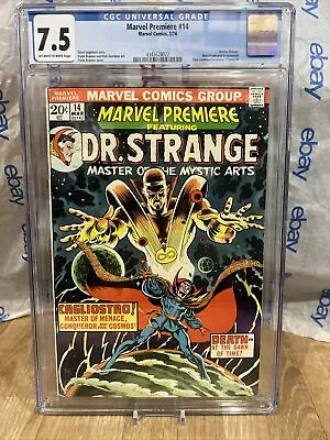 Buy MARVEL PREMIERE #14 DOCTOR STRANGE 1974 CGC Off White Pages Cgc 7.5 Graded Comic • 63.32£