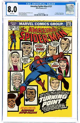 Buy Amazing Spider-Man #121 - STUNNING CGC 8.0 - Death Gwen Stacy - Marvel 1973 • 551.67£