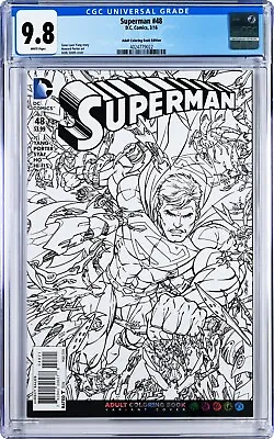 Buy Superman #48 CGC 9.8 (Mar 2016, DC) Andy Smith Adult Coloring Book Variant Cover • 63.25£