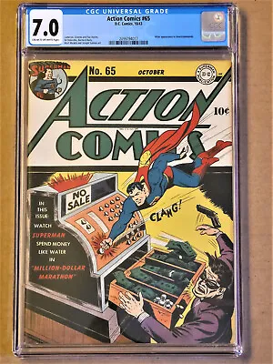 Buy ACTION COMICS #65 (DC: 1943) Superman Vigilante Zatara CGC 7.0 (FN/VF) • 1,418.49£