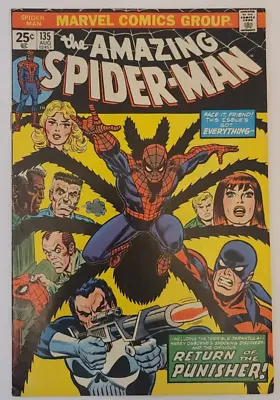 Buy The AMAZING SPIDER-MAN #135 2ND FULL APP. OF PUNISHER 1973 • 128.10£