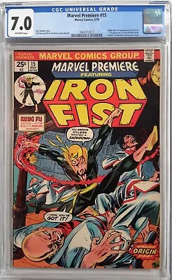 Buy 🔥marvel Premiere #15 Cgc 7.0*1974*1st Appearance Of Iron Fist*mcu🔑*kung-fu*hot • 198.60£