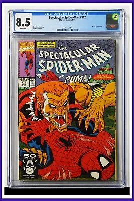 Buy Spectacular Spider-Man #172 CGC Graded 8.5 Marvel 1991 White Pages Comic Book. • 36.03£