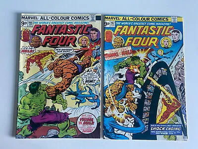 Buy Fantastic Four #166 & 167 Marvel Comics Hulk Battles The Thing - February 1976 • 24.99£