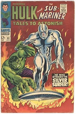 Buy TALES TO ASTONISH  93  VG/FN/5.0  -  Solid Mid-grade Hulk Silver Surfer Cover! • 113.84£