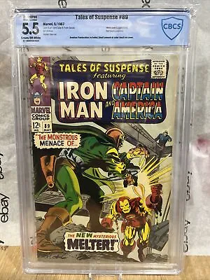 Buy TALES OF SUSPENSE 89 Cbcs Not CGC 5.5 OW-W; Iron Man Cover; Red Skull App.! • 55.41£