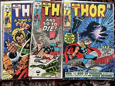 Buy The Mighty Thor #185,190,191 Marvel Comics (1971) Loki 1st Durok GD VG • 14.23£