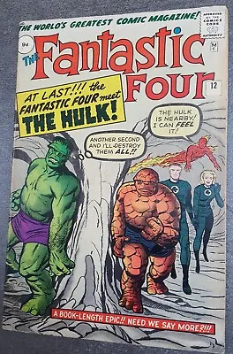 Buy FANTASTIC FOUR #12 (Marvel 1963) HULK  KIRBY Art  5.0 VG/FN • 2,000£