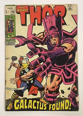 Buy Thor #168. Sept 1969. Marvel. Vg-. Galactus! 1st App Of Thermal Man! Uk Price! • 50£