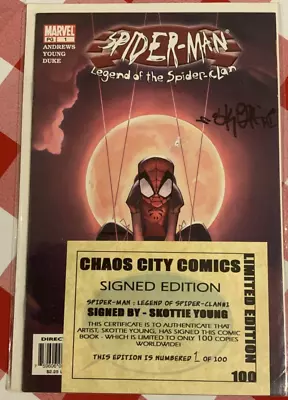 Buy 1 Of 100 Skottie Young Signed Spiderman Legend Of The Spider Clan Coa #1 Nm Key • 150£