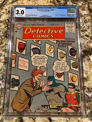 Buy Detective Comics #230 Cgc 3.0 Ow Pages 1st App Of The Mad Hatter Batman Villain • 1,071.27£