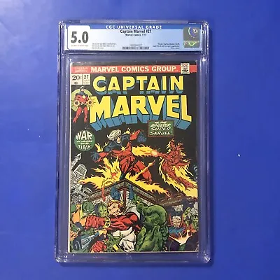 Buy CAPTAIN MARVEL #27 CGC 5.0 1ST APPEARANCE STARFOX HARRY STYLES Marvel Comic 1973 • 174.76£