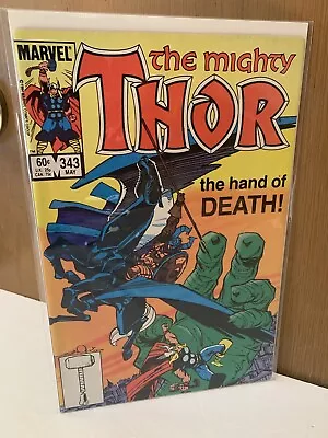 Buy Thor 343 🔑1984 The Hand Of Death🔥DEATH OF FAFNIR🔥Copper Age Comics🔥VF+ • 6.31£