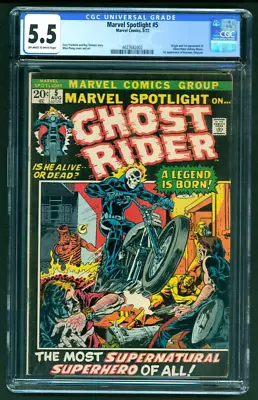 Buy Marvel Spotlight #5 CGC 5.5 Off-White Pages Origin & 1st App Of Ghost Rider 1972 • 791.76£