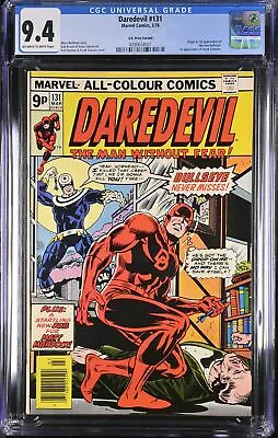 Buy Daredevil #131 CGC NM 9.4 UK Price Variant 1st Appearance Bullseye And Origin! • 567.63£