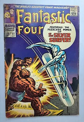 Buy FANTASTIC FOUR #55 (Marvel Comics 1966) THING Vs SILVER SURFER (VG+) Lee & Kirby • 108.73£
