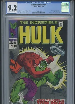 Buy Incredible Hulk Vol 1 #106 1968 CGC 9.2 • 221.37£
