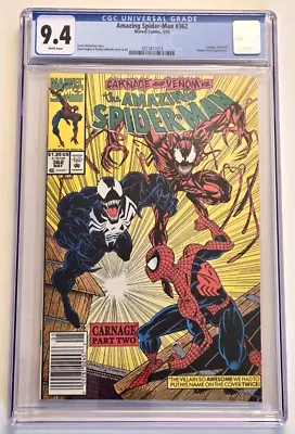 Buy Amazing Spider-Man #362, Newsstand, CGC 9.4 N Mint 2nd Carnage 1992 Marvel • 43.48£