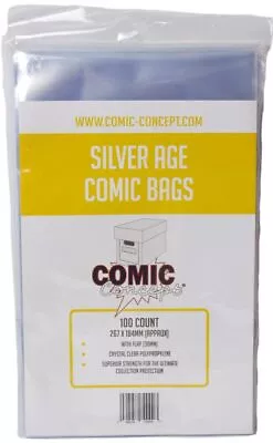 Buy Comic Concept Silver Age Comic Bags Pack Of 100 Bags - New • 7.25£