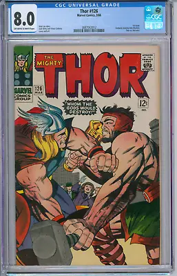 Buy Thor #126 CGC 8.0 1966 Marvel 1st Regular Thor Issue • 630.65£