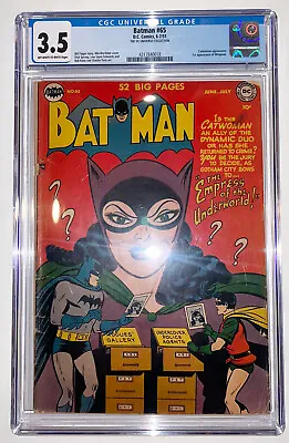 Buy DC 1951 Batman #65 CGC 3.5 Off-White White Pages Blue Label. Catwoman Cover! • 1,185.91£