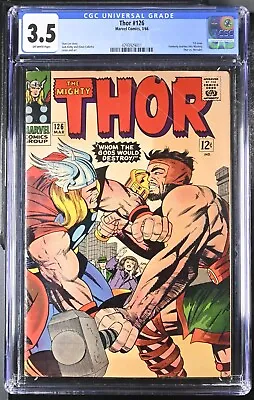 Buy CGC Graded 3.5 Thor #126 3/66 Marvel Comics Comic Book • 141.91£