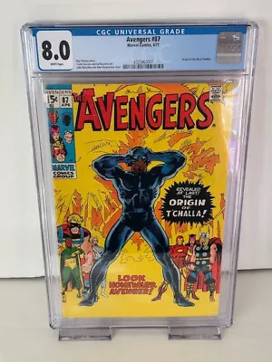 Buy Avengers #87 CGC 8.0 White Pagers Silver Age Marvel Comics T'Challa Origin 1971 • 137.96£