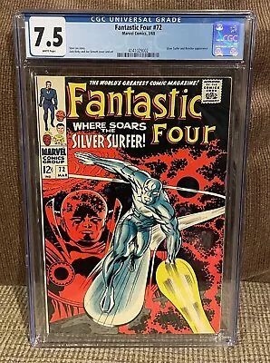 Buy Fantastic Four #72 1968 CGC 7.5 White Pages Silver Surfer & Watcher Jack Kirby • 244.98£