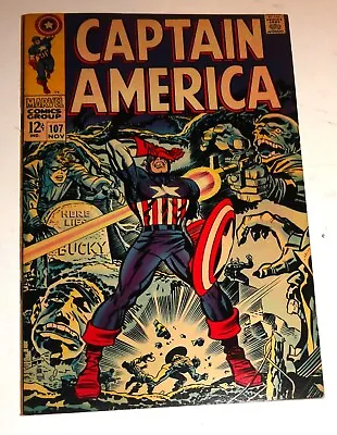 Buy Captain America #107 Kirby Classic Glossy Vf Red Skull And Hitler 1968 • 42.73£