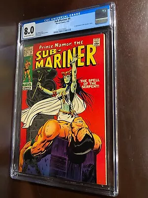 Buy Sub-Mariner #9 (1969) CGC 8.0 / 1st Appearance Of The Serpent Crown / Silver Age • 63.27£
