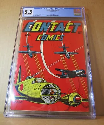 Buy Contact 4 CGC 5.5 L.B. Cole 1944 WWII Aviation Comics Japanese Combat 1568579013 • 1,185.87£