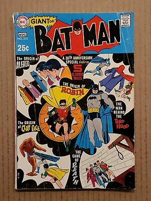 Buy Batman #213 Giant 30th Anniversary Origin Of Robin DC 1969 VG • 15.77£
