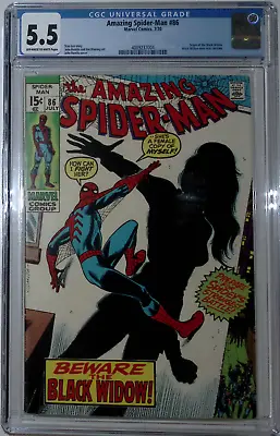Buy Amazing Spider-Man #86 CGC 5.5 OW/W  1st New-look Black Widow • 100.04£