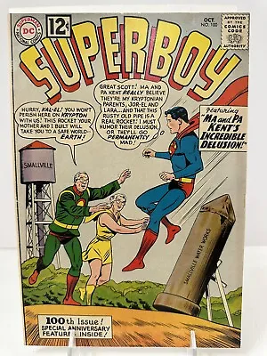 Buy DC Comics 1962 Superboy #100 Milestone Issue Map Of Krypton Curt Swan FN Silver • 23.64£