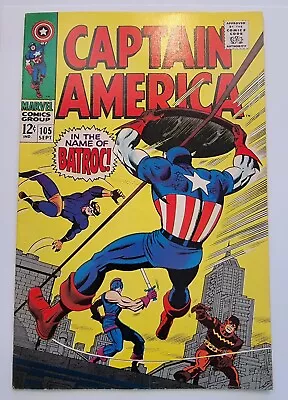 Buy Captain America #105 VF/NM Batroc App. Vintage Silver Age 1969 High Grade • 100.08£
