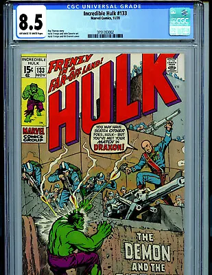 Buy Hulk #133 CGC 8.5  Marvel Comics 1970 Amricons KS20 • 110.42£