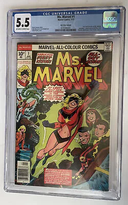 Buy Ms. Marvel #1 CGC 5.5 OW/W Marvel Comics 1977 1st Carol Danvers As Ms. Marvel • 97.95£