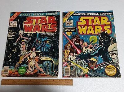 Buy Star Wars Marvel Special Edition Oversized Comic Books 1&2 - UK Edition- 1977 • 39.95£
