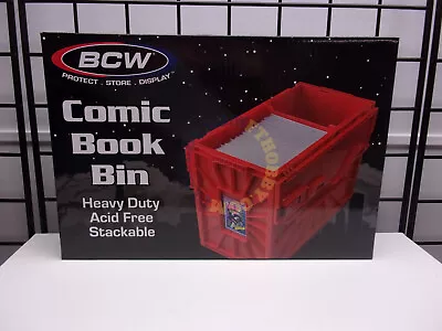 Buy BCW RED Short Comic Book Bin Heavy Duty Stackable Plastic Box Holds 150 Bagged • 31.51£