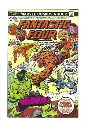 Buy Fantastic Four #166  HULK Vs THING  7.5 VF-, 1976 Marvel • 31.66£
