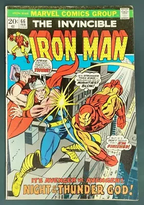 Buy Iron Man #66 (1973) Classic Battle Of Iron Man Vs Thor (VF+) • 27.71£